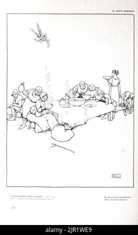LE RÊVE D'UNE NUIT D'ÉTÉ II SC. 1 Puck : et sur son long dewlap garé pour l'ALE par W. HEATH ROBINSON du livre ' Shakespeare in pictural art ' de Salaman, Malcolm Charles, 1855-1940; Holme, Charles, 1848-1923 Date de publication 1916 Publisher London, New York [etc.] : 'The Studio' ltd. Banque D'Images