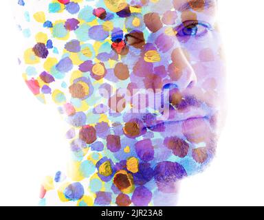 Peinture. Peinture vibrante et portrait d'un homme Banque D'Images