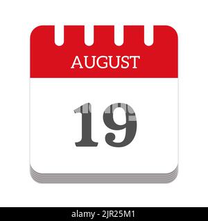 Icône de calendrier 19 août Banque D'Images