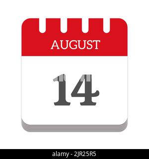 Icône de calendrier 14 août Banque D'Images