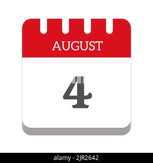 Icône de calendrier 4 août Banque D'Images