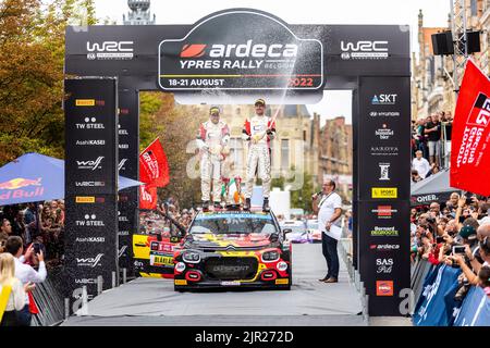 Ypres, Belgique - 21/08/2022, LEFEBVRE Stephane (fra), Citroen C3, podium, Portrait lors du rallye Ypres Belgique 2022, 9th tour du Championnat du monde de voitures de rallye WRC 2022, de 18 août au 21, 2022 à Ypres, Belgique - photo Nikos Katikis / DPPI Banque D'Images