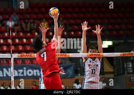 Cuneo, Cuneo, Italie, 20 août 2022, Takanashi Kenta (Japon) - Yuri Romano' (Italie) - Simone Anzani (Italie) pendant le tournoi de test DHL - Italie Banque D'Images