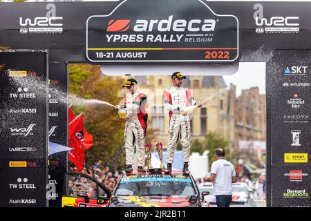 Ypres, Belgique - 21/08/2022, podium, portrait LEFEBVRE Stephane (fra), Citroen C3, portrait lors du rallye Ypres Belgique 2022, 9th tour du Championnat mondial de voitures de rallye WRC 2022, de 18 août au 21, 2022 à Ypres, Belgique - photo Nikos Katikis / DPPI Banque D'Images