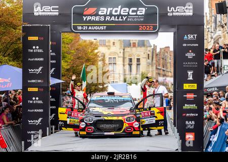 Ypres, Belgique - 21/08/2022, LEFEBVRE Stephane (fra), Citroën C3, portrait lors du rallye Ypres Belgique 2022, 9th tour du Championnat mondial de voitures de rallye WRC 2022, de 18 août au 21, 2022 à Ypres, Belgique - photo Nikos Katikis / DPPI Banque D'Images