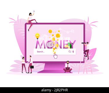 Argent signe les gens d'ordinateur portable, le design parfait pour n'importe quel usage. Illustration femme d'affaires. Art vectoriel Illustration de Vecteur