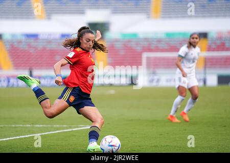 San José, Costa Rica. 20th août 2022. San José, Costa Rica, 20 août 2022: INMA Gabarro (9 Espagne) tire le ballon pendant la coupe du monde FIFA U20 Womens Costa Rica 2022 quart de finale de football entre l'Espagne et le Mexique à l'Estadio Nacional à San José, Costa Rica. (Daniela Porcelli/SPP) crédit: SPP Sport presse photo. /Alamy Live News Banque D'Images