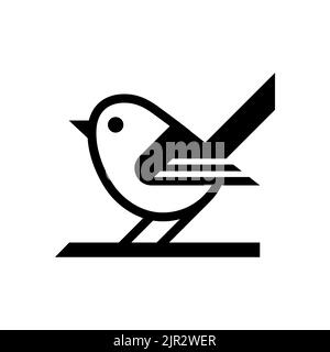 Icône représentant un oiseau de dessin animé simple. Élément géométrique minimal du logo, illustration vectorielle. Illustration de Vecteur