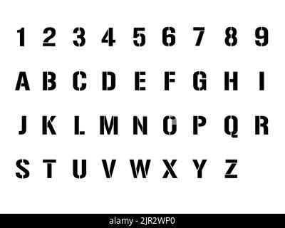 collection de lettrage à l'alphabet découpé au pochoir Illustration de Vecteur