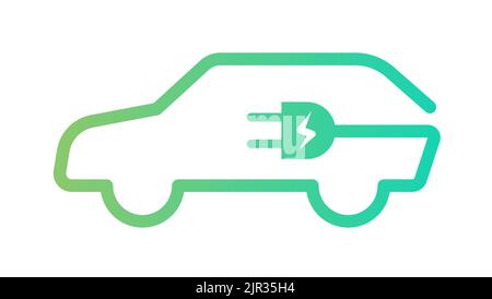 Icône du logo du chargeur de véhicule électrique de voiture EV. Station de voiture hybride ev signe ECO vert symbole automobile. Illustration de Vecteur