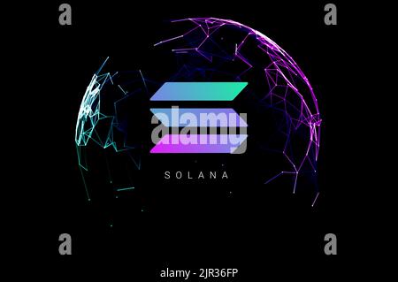 Icône de pièce du logo Solana. Icône de vecteur de jeton de crypto-monnaie Solana isolé. Banque de crypto de la blockchain de sol. Illustration de Vecteur