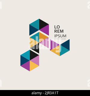 chevauchement des éléments géométriques de forme hexagonale conception multicolore Illustration de Vecteur