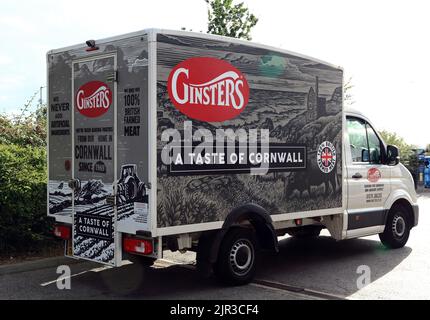 Ginsters, Taste of Cornwall, véhicule de livraison, fourgonnette, nourriture, Angleterre, Royaume-Uni Banque D'Images