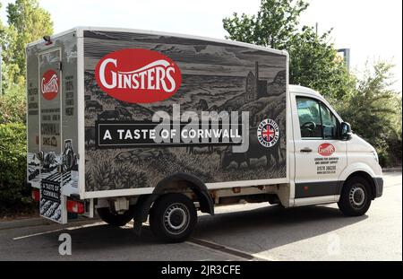 Ginsters, Taste of Cornwall, véhicule de livraison, fourgonnette, nourriture, Angleterre, Royaume-Uni Banque D'Images