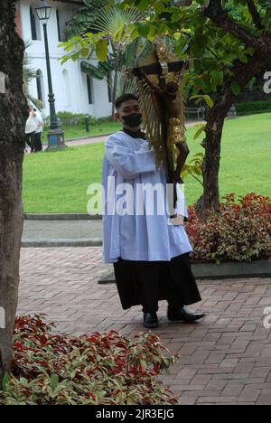 Procession religieuse, fort Santiago, Manille, Luzon, Philippines. Banque D'Images