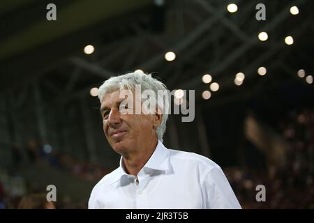 Bergame , Italia - 21/08/2022, Foto Spada/Lapresse 21 Agosto 2022 - Bergame , Italia - sport, calcio - Atalanta vs Milan - Campionato italiano di calcio Serie A TIM 2022/2023 - Stadio Gewiss . Nella foto: GIAN Piero Gasperini (Atalanta BC); 21 août 2022 Bergame , Italie - sport, calcio - Atalanta vs Milan - Championnat italien de football 2022/2023 - Stade Gewiss . Dans la photo: GIAN Piero Gasperini (Atalanta BC); Banque D'Images