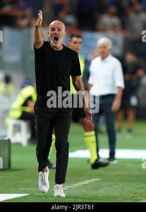 Bergame , Italia - 21/08/2022, Foto Spada/Lapresse 21 Agosto 2022 - Bergame , Italia - sport, calcio - Atalanta vs Milan - Campionato italiano di calcio Serie A TIM 2022/2023 - Stadio Gewiss . Nella foto: Stefano Pioli (A.C. Milan); 21 août 2022 Bergame , Italie - sport, calcio - Atalanta vs Milan - Championnat italien de football série A 2022/2023 - Stade Gewiss . Dans la photo: Stefano Pioli (A.C. Milan); Banque D'Images