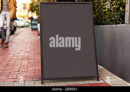 Au menu aujourd'hui... un panneau de trottoir avec de l'espace pour vous permettre d'ajouter votre propre texte. Banque D'Images