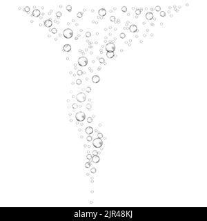 Bulles sous-marines de bicarbonate de soude. Flux d'air. Comprimés à dissoudre. De l'oxygène réaliste dans la boisson effervescente. Le vecteur scintille sur le blanc Illustration de Vecteur