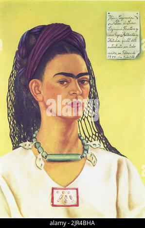 Frida Kahlo / 'Portrait de self dédié à Sigmund Firestone', 1940, huile sur toile, 61 x 43 cm. Collection Violet Gershenson. Banque D'Images