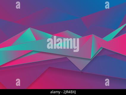 Arrière-plan technologique polygonal néon abstrait coloré. Conception géométrique numérique vectorielle Illustration de Vecteur