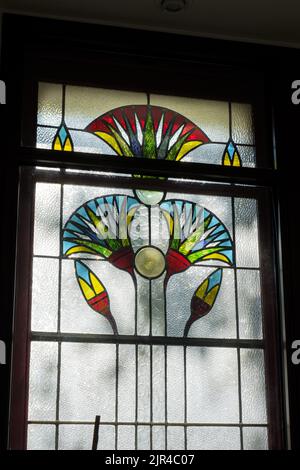 France. Paris (75) (10th arrondissement) la salle de cinéma Louxor, boulevard Magenta (architecte : Henri Zipcy). Vitraux avec motif néo-égyptien, je Banque D'Images