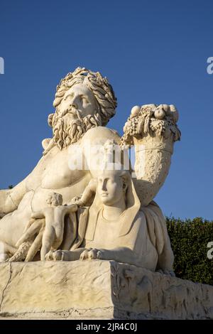 France. Paris (75) (1th arrondissement) Jardins des Tuileries. Sculpture 'le Nil' (marbre, 1688-1692), de Lorenzo Ottone (détail) Banque D'Images