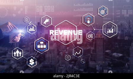 Chiffre d'affaires. Concept d'augmentation des revenus. L'homme d'affaires prévoit d'augmenter ses revenus Banque D'Images