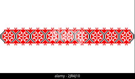 Bien brodée comme le vieux motif ethnique de point de croix fait main Ukraine. Déco serviette ukrainienne, rushnyk appelé, vecteur. Illustration de Vecteur