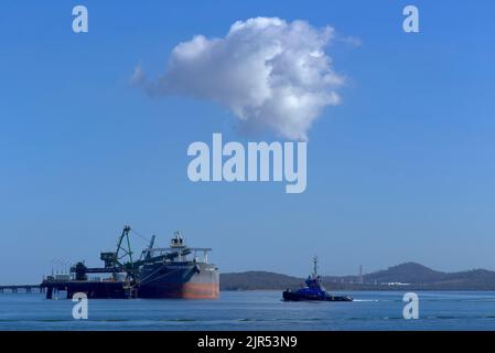 Le charbon d'exportation est chargé sur le navire de transport de vrac Azul Harmony à Gladstone Queensland Australie Banque D'Images