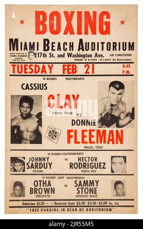 1961 Cassius Clay (Muhammad Ali) vs. Donnie Fleeman affiche sur place Banque D'Images