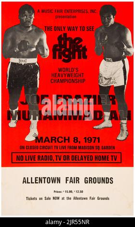 1971 Muhammad Ali contre Joe Frazier affiche en circuit fermé Banque D'Images