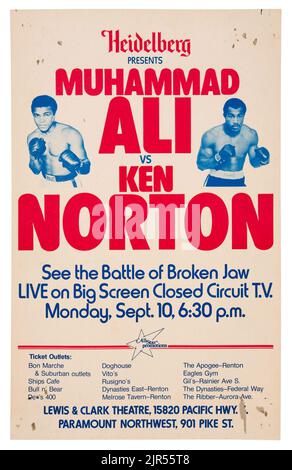 1973 Muhammad Ali contre Ken Norton II Fight Poster Banque D'Images