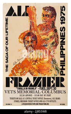 1975 Muhammad Ali contre Joe Frazier III affiche de combat en circuit fermé Banque D'Images