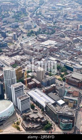 Photographie aérienne du Merrion Center, du centre-ville de Leeds, du Yorkshire de l'Ouest, du nord de l'Angleterre, au Royaume-Uni Banque D'Images