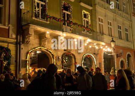 Lviv, Ukraine - 25 décembre 2021: salon de noël en centre-ville Banque D'Images