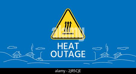 Bannière Web de coupure de chaleur. Signe d'avertissement triangulaire avec flèches ondulées. Illustration vectorielle d'une bannière Web. Paysage de ligne modifiable. Illustration de Vecteur