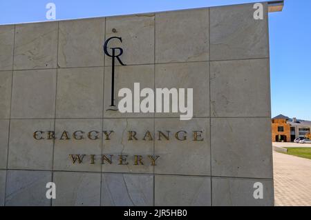 La cave de vinification Craggy Range est une cave familiale située à Hawkes Bay, sur la côte est de l'île du Nord, en Nouvelle-Zélande. Banque D'Images