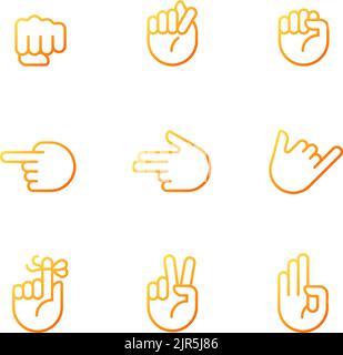 Messages visuels par mains pixels Perfect gradient Linear Vector icons Set Illustration de Vecteur