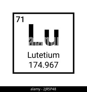 Symbole de chimie de l'élément de table périodique lutétium. Lutétium chimie science atome signe icône. Illustration de Vecteur