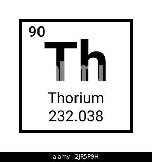 Symbole de chimie de l'élément de table périodique au thorium icône d'atome. Illustration de Vecteur