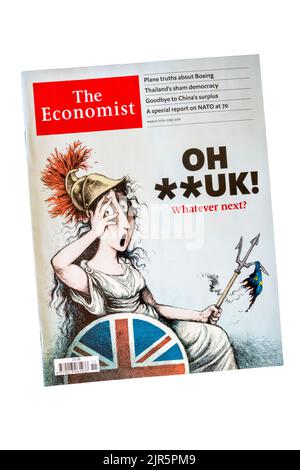 Mars 2019 couverture de The Economist montre Britannia dire Oh **UK! Quelle est la prochaine étape ? Banque D'Images