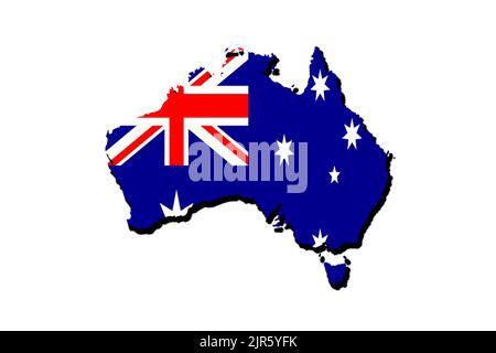 Silhouette de la carte de l'Australie avec son drapeau Banque D'Images