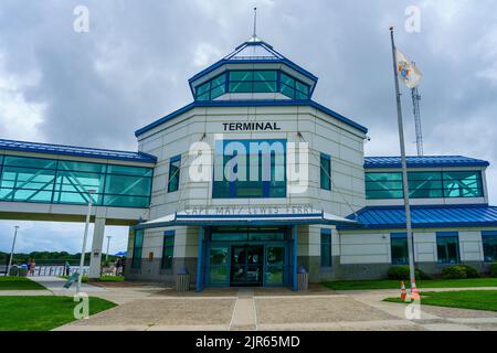 Cape May, NJ, États-Unis - 21 août 2022 : terminal du ferry de Cape May - Lewes Delaware. Le ferry traverse la baie du Delaware tous les jours. Banque D'Images