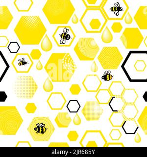 Alvéoles sans couture jaunes. Arrière-plan des abeilles. Illustration vectorielle Illustration de Vecteur