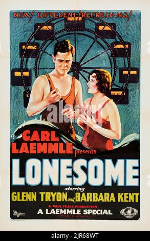 Carl Laemmle - affiche de film d'époque - Lonesome (Universal, 1928) avec Glenn Tryon et Barbara Kent. Banque D'Images