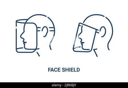 Icône de masque de protection du visage. Lunettes de visage protection des yeux vectorisation de sécurité visière à écran Illustration de Vecteur