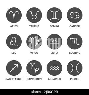 Ensemble de cercles de ligne d'horoscope de zodiaque Illustration de Vecteur