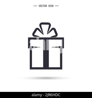 Boîte cadeau avec icône de ruban. Pictogramme linéaire. Illustration vectorielle isolée sur fond blanc Illustration de Vecteur