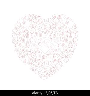 L'illustration Doodle d'un coeur avec des éléments pour jouer au football. Illustration vectorielle. Esquisse. Illustration de Vecteur